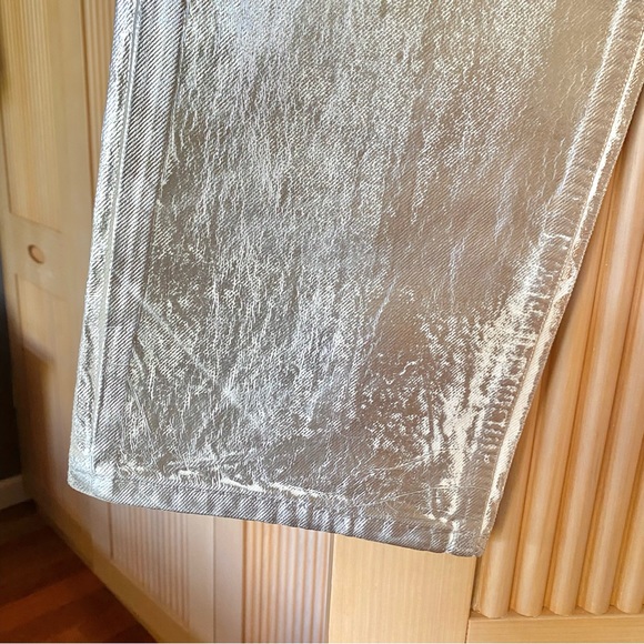 Zara silver metallic wide leg jeans the boy boy fit - Picture 11 of 16